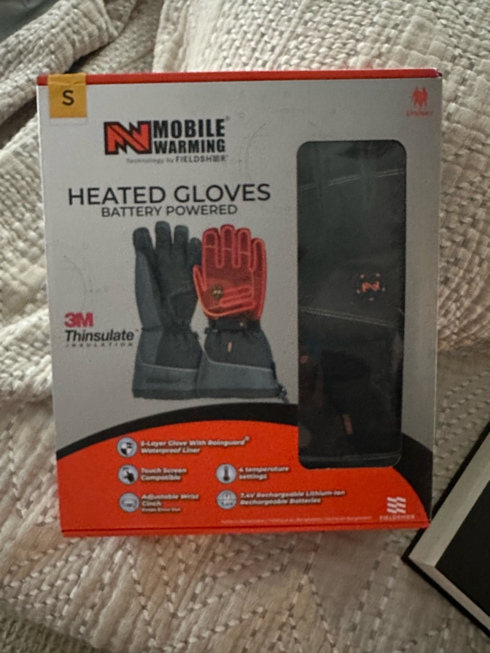 Heated Gloves - Black and Red - Battery Powered
